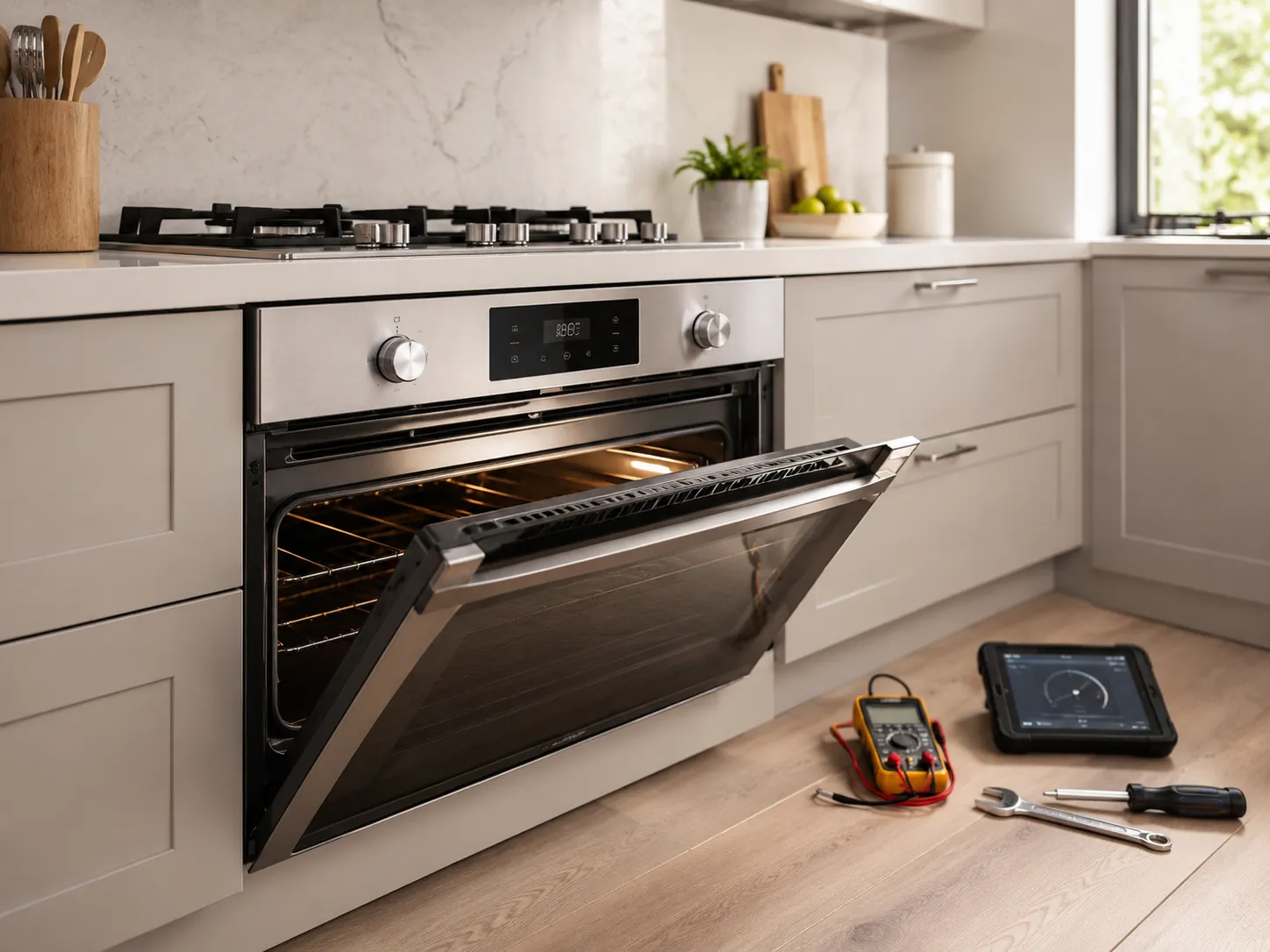 Modern stainless steel refrigerator with French doors